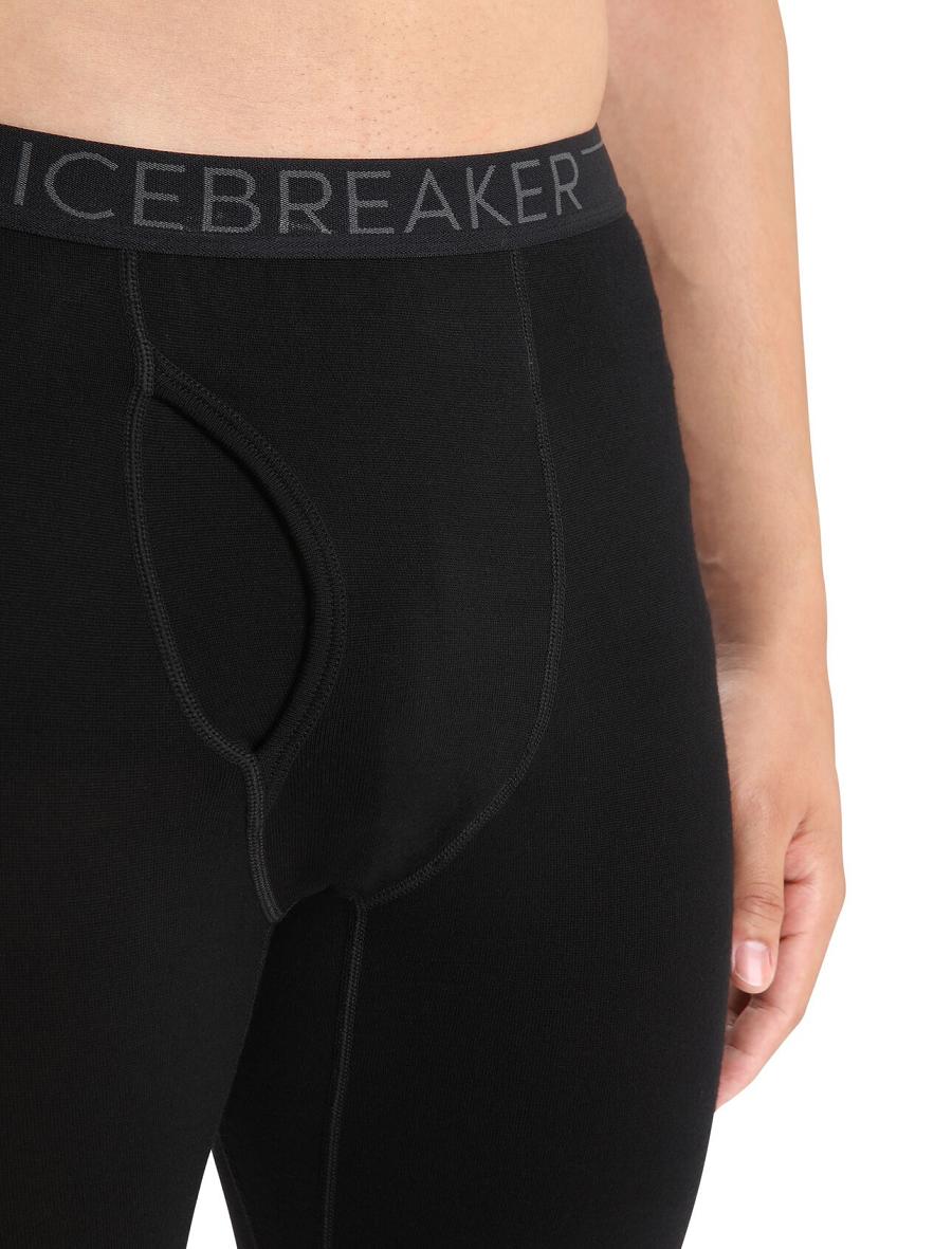 Leggings Icebreaker Merino 260 Tech Thermal With Fly Homme Noir | FR 1135NWYB